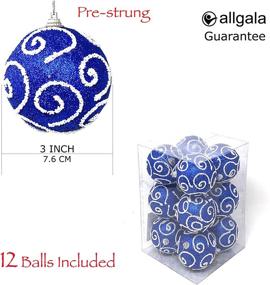 img 3 attached to 🎄 Sparkling 12 Pack Blue Glitter Decorated Foam Christmas Tree Ornament Balls - 3" Large Xmas Ball