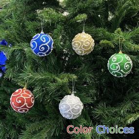 img 1 attached to 🎄 Sparkling 12 Pack Blue Glitter Decorated Foam Christmas Tree Ornament Balls - 3" Large Xmas Ball