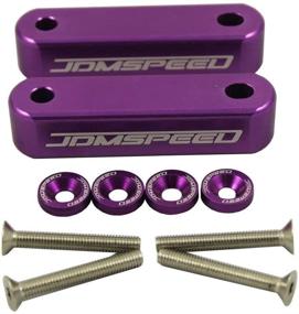 img 2 attached to 🚗 JDMSPEED Purple Anodized Hood Spacer Riser - 3/4" Replacement for Honda Civic, CRX, Del Sol, Acura Integra