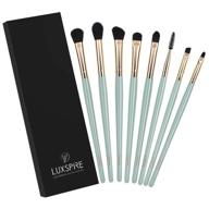 💚 green eye makeup brushes set - luxspire 8pcs professional eyeshadow concealer blending brush, eyelash eyeliner eyeshadow lip brow crease kit face contour brushes kits cosmetic make up tool logo