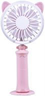 ovelur pink portable handheld fan with led night light - adjustable 2 speed usb cooling for home, office, bedside reading logo