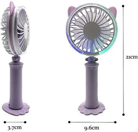 img 3 attached to Ovelur Pink Portable Handheld Fan with LED Night Light - Adjustable 2 Speed USB Cooling for Home, Office, Bedside Reading
