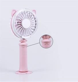 img 2 attached to Ovelur Pink Portable Handheld Fan with LED Night Light - Adjustable 2 Speed USB Cooling for Home, Office, Bedside Reading