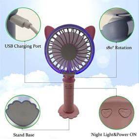 img 1 attached to Ovelur Pink Portable Handheld Fan with LED Night Light - Adjustable 2 Speed USB Cooling for Home, Office, Bedside Reading