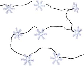 img 2 attached to Lights4fun, Inc. 20 Snowflake Battery Operated LED Christmas Indoor & Outdoor String Lights - Decorate Your Space with Charming Snowflake Illumination