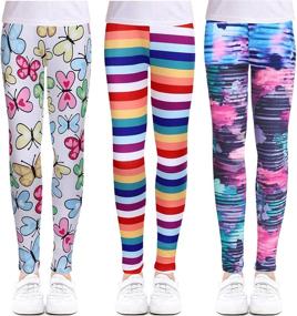 img 4 attached to 🌸 Arshiner Printing Flower Girls Stretch Leggings 3-Pack: Ankle-Length Pants for 10-11 Year Olds in Girls' Clothing