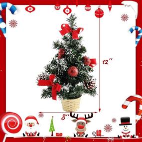 img 3 attached to 🎄 12'' Handmade Mini Christmas Tree Table Top Artificial Xmas Decorations - Ideal for Holiday Desk Décor, Parties, and Party Favor
