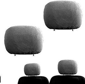 img 4 attached to 🚗 Enhance Your Car's Style and Protect Your Headrests with Yupbizauto 2X Universal Grey Polyester Headrest Covers - Set of 2