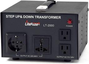 img 2 attached to Enhanced LiteFuze LT Series 2000W Heavy Duty Voltage Converter Transformer - Step Up/Down 110/120/220/240V - Grounded Cord - Patented Universal Output Socket, German/French Shucko Output Socket - Circuit Breaker Protection