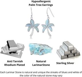 img 2 attached to 🌴 Sterling Silver Larimar Palm Tree Earrings - Naturally Beautiful