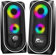 🔊 rgb gaming speakers, njsj h158 - usb powered 10w stereo desktop speaker with volume control, 3.5mm aux multimedia speaker for pc/laptop/tablet/cellphone/projectors/monitor - wired computer speakers logo