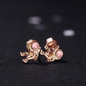 img 2 attached to 🚀 925 Sterling Silver CZ Astronaut Stud Earrings for Women and Girls by VIKI LYNN - Space-themed Jewelry