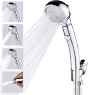 optimized high pressure shower head with handheld - 360 degree swivel and on/off pause switch - 3 spray patterns - detachable hand shower sprayer with stainless hose logo