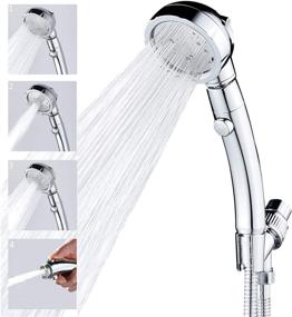 img 4 attached to Optimized High Pressure Shower Head with Handheld - 360 Degree Swivel and On/Off Pause Switch - 3 Spray Patterns - Detachable Hand Shower Sprayer with Stainless Hose