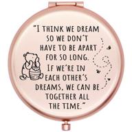 🌹 inspiring rose gold compact mirror for women - meaningful gift for friends, bff, graduates, birthdays, christmas – 'i think we dream little bear' quotes logo