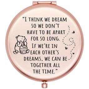 img 4 attached to 🌹 Inspiring Rose Gold Compact Mirror for Women - Meaningful Gift for Friends, BFF, Graduates, Birthdays, Christmas – 'I Think We Dream Little Bear' Quotes