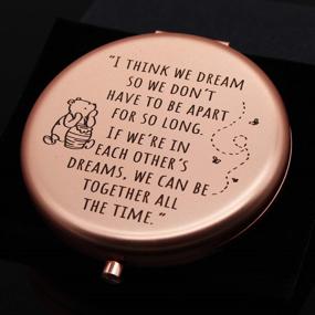 img 3 attached to 🌹 Inspiring Rose Gold Compact Mirror for Women - Meaningful Gift for Friends, BFF, Graduates, Birthdays, Christmas – 'I Think We Dream Little Bear' Quotes