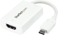 🔌 startech.com адаптер usb c к hdmi 2.0 - конвертер видео 4k 60 гц с функцией подачи питания и зарядки - совместим с thunderbolt 3 - белый (cdp2hducpw) логотип