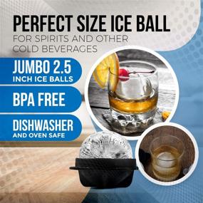 img 1 attached to 🎱 Premium Round Ice Cube Mold Set - Leak-Proof Silicone Sphere Ice Ball Makers for Whiskey, Scotch and Bourbon - Black