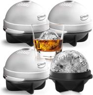 🎱 premium round ice cube mold set - leak-proof silicone sphere ice ball makers for whiskey, scotch and bourbon - black logo