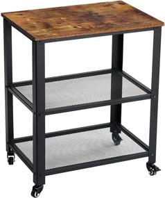 img 4 attached to YMYNY Industrial Serving Cart: 3-Tier Kitchen Rolling Utility Microwave Cart for Vintage Living Room Décor and Home Storage – Rustic Brown, HD-UHTMJ011H
