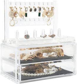 img 3 attached to 💍 Acrylic Jewelry Storage Display: All-in-One Makeup Organizer for Rings, Earrings, and Necklaces