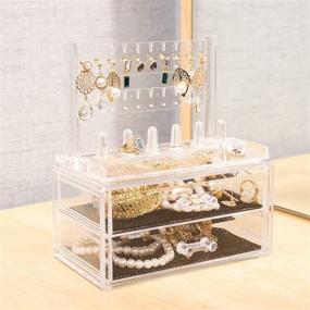 img 1 attached to 💍 Acrylic Jewelry Storage Display: All-in-One Makeup Organizer for Rings, Earrings, and Necklaces