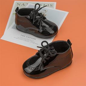 img 1 attached to 👶 Meckior Infant Baby Boys Girls Classic PU Leather Wedding Loafers Brogue Toddler Oxford Dress Shoes First Steps Walking Flat Lazy Crib Shoe