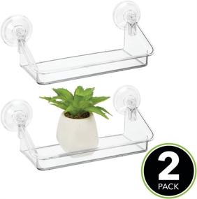 img 3 attached to 📦 mDesign Plastic Suction Decorative Home Storage Organizer Shelf - Strong Suction, 2 Pack - Clear