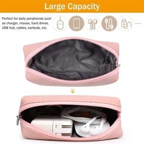 img 2 attached to 🎒 HYZUO Portable Organizer Bag for Laptop, Electronics Accessories & Power Bank Storage - Adapter, Cables, Charger, Mouse, Cellphone, Earbuds, SSD, HDD - Pink