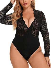 img 3 attached to Bodysuit Women Sleeves Jumpsuits Black