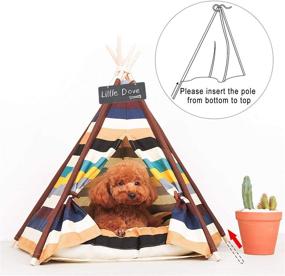 img 3 attached to 🐾 Colorful Style Portable Pet Teepee Tent - 24 Inch Dog(Puppy) & Cat Bed, No Cushion Included