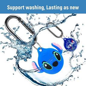 img 2 attached to Oqplog For AirTags Air Tag Case Cartoon Cute Kawaii Silicone For AirTag Air Tag Cases Character Fashion Cool Funny Fun Clip Design Airtage GPS Cover Skin Carabiner Chain 3 Packs(Stitch No Face Space)