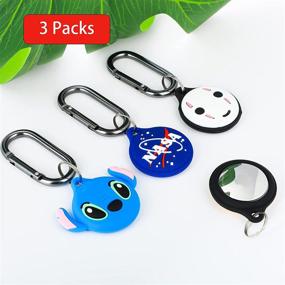 img 3 attached to Oqplog For AirTags Air Tag Case Cartoon Cute Kawaii Silicone For AirTag Air Tag Cases Character Fashion Cool Funny Fun Clip Design Airtage GPS Cover Skin Carabiner Chain 3 Packs(Stitch No Face Space)