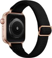 📱 sicciden женский тонкий эластичный ремешок для apple watch - совместим с iwatch se series 7 6 5 4 3 2 1 - стильный черный/розовое золото, нейлоновый эластичный ремешок - 41мм 40мм 38мм логотип