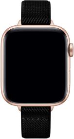 img 1 attached to 📱 SICCIDEN Женский тонкий эластичный ремешок для Apple Watch - Совместим с iWatch SE Series 7 6 5 4 3 2 1 - Стильный черный/розовое золото, нейлоновый эластичный ремешок - 41мм 40мм 38мм