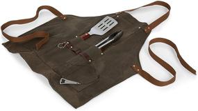 img 1 attached to 🍖 LEGACY Distressed Waxed Canvas BBQ Apron: Complete BBQ Tools Set & Bottle Opener, Khaki/Brown, One Size – A Picnic Time Brand (636-89-140-000-0)