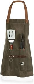 img 3 attached to 🍖 LEGACY Distressed Waxed Canvas BBQ Apron: Complete BBQ Tools Set & Bottle Opener, Khaki/Brown, One Size – A Picnic Time Brand (636-89-140-000-0)