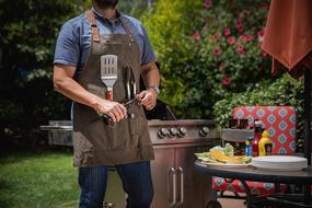 img 2 attached to 🍖 LEGACY Distressed Waxed Canvas BBQ Apron: Complete BBQ Tools Set & Bottle Opener, Khaki/Brown, One Size – A Picnic Time Brand (636-89-140-000-0)