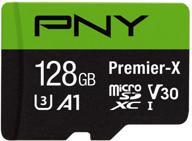 💽 pny 128gb premier-x class 10 u3 v30 microsdxc flash memory card - 100mb/s, u3, v30, a1, 4k uhd, full hd, uhs-i, micro sd logo