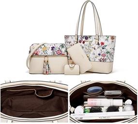img 1 attached to 👜 4-Piece Women's Fashion Handbag Wallet Tote Bag Shoulder Bag Set with Top Handle Satchel Purse