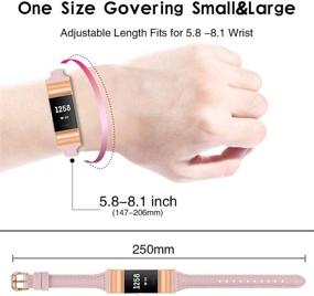 img 2 attached to Joyozy Leather Band for Fitbit Charge 2 - Stylish & Comfortable Replacement Wristband in Light Pink with Rosegold Buckle