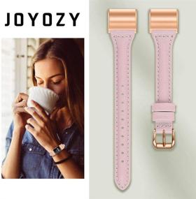 img 1 attached to Joyozy Leather Band for Fitbit Charge 2 - Stylish & Comfortable Replacement Wristband in Light Pink with Rosegold Buckle