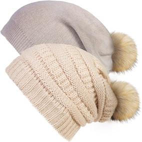 img 4 attached to Ousipps Winter Slouchy Pompom Beanie Outdoor Recreation in Outdoor Clothing