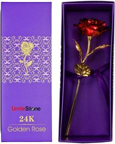 img 1 attached to 💍 Unite Stone 24k Gold Rose: Artificial Red Rose Decor, Ideal Girlfriend, Wedding, Mom, Birthday Gift