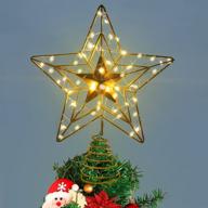 🎄 yaungel 10-inch christmas tree topper star with 40 led lights - battery operated warm lights treetop decorations for holiday seasonal indoor home decor logo