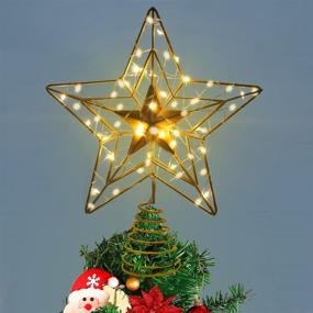 img 4 attached to 🎄 YAUNGEL 10-inch Christmas Tree Topper Star with 40 LED Lights - Battery Operated Warm Lights Treetop Decorations for Holiday Seasonal Indoor Home Decor