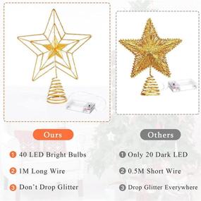 img 2 attached to 🎄 YAUNGEL 10-inch Christmas Tree Topper Star with 40 LED Lights - Battery Operated Warm Lights Treetop Decorations for Holiday Seasonal Indoor Home Decor