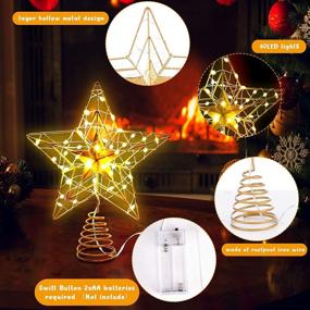img 3 attached to 🎄 YAUNGEL 10-inch Christmas Tree Topper Star with 40 LED Lights - Battery Operated Warm Lights Treetop Decorations for Holiday Seasonal Indoor Home Decor