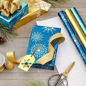 img 3 attached to 🎁 Hallmark Foil Holiday Wrapping Paper – Elegant Navy Blue and Gold with Cut Lines (3 Rolls, 60 sq. ft. ttl) for Christmas, Hanukkah, Weddings, Graduations